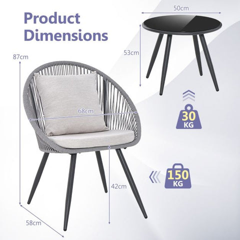 Millennium Garden Furniture Set with back Cushions in Grey