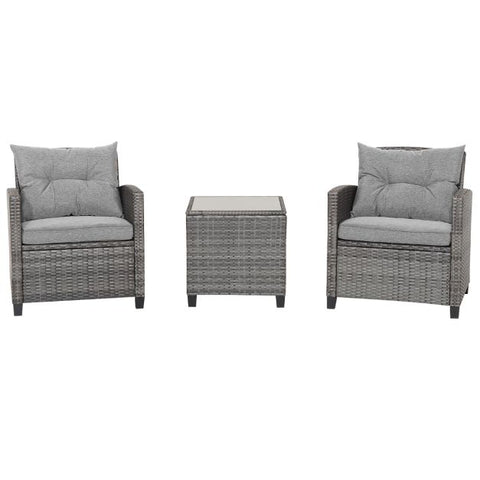 Garden Sofa Set with Steel Frame and Tempered Glass Table top in Navy