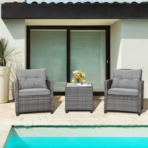 Garden Sofa Set with Steel Frame and Tempered Glass Table top in Navy