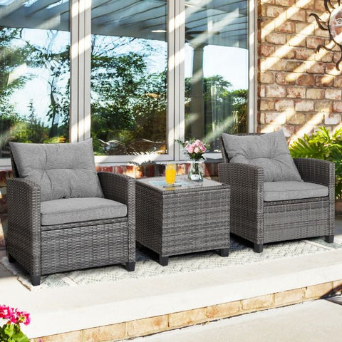 Garden Sofa Set with Steel Frame and Tempered Glass Table top in Navy