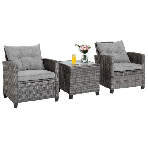 Garden Sofa Set with Steel Frame and Tempered Glass Table top in Navy