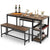Space Saving Dining Set with 1 Table, 2 Benches, Glass Holder, Wine Rack and Shelve