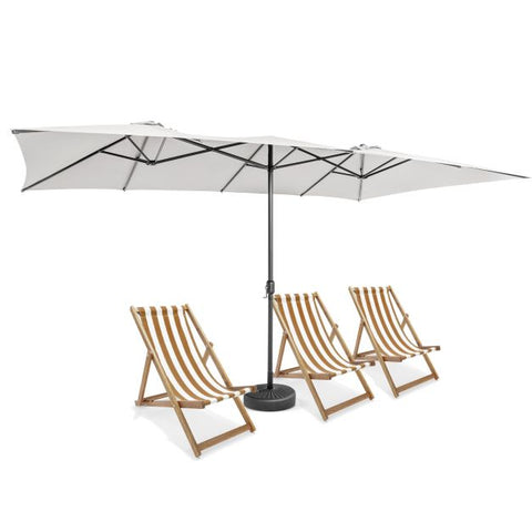 Garden 4.3m Crank Handle Umbrella with Double-Sided Design