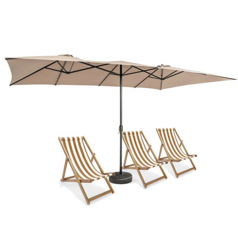 Garden 4.3m Crank Handle Umbrella with Double-Sided Design