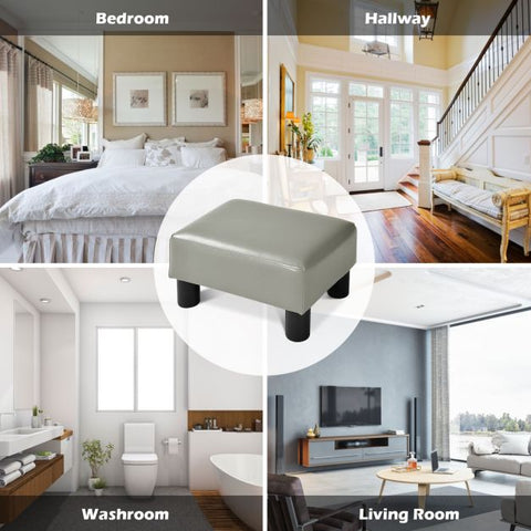 Modern Everyday Use Small Footstool in PU Leather