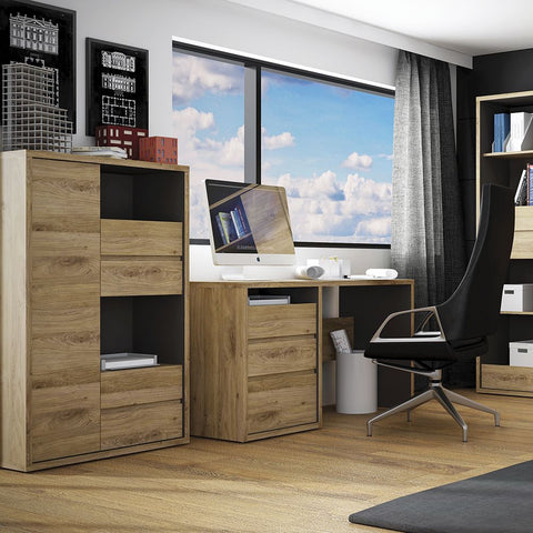 Elegant Laminated Board Book Display Cabinet with Shelves in Brown