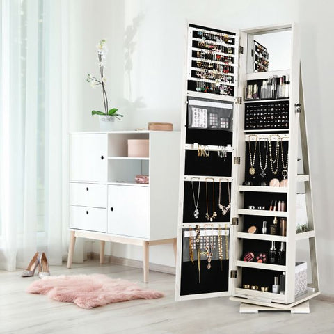 360 Degree Standing Jewellery Mirror with Storages
