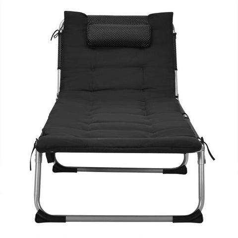 Practical Sun Lounger with Fully Adjustable Recline and Removable Pillow