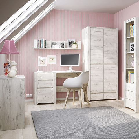 Contemporary Oak Melamine Working Desk with 3 Easy Glide Drawers