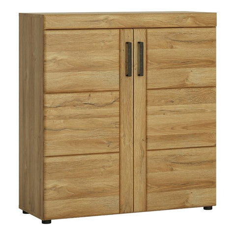Spacious Grandson Oak Shoe Cabinet with Antique Metal handles