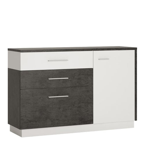 White and Grey Pula Sideboard with 1 Door, 2 Drawers, and 1 Compartment