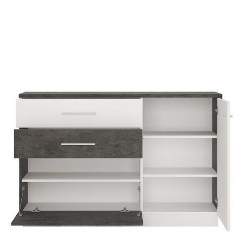 White and Grey Pula Sideboard with 1 Door, 2 Drawers, and 1 Compartment