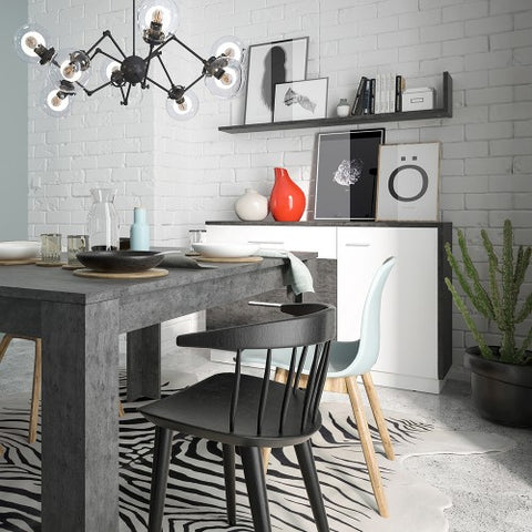 White and Grey Pula Sideboard with 1 Door, 2 Drawers, and 1 Compartment