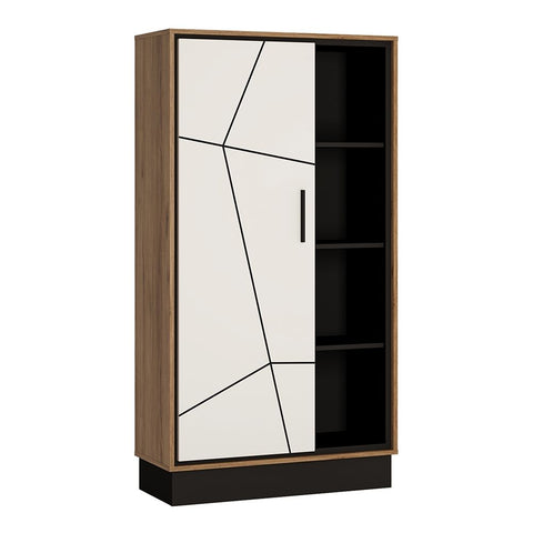 Elegant Laminated Board Bookcase with Door and Open Display Shelf