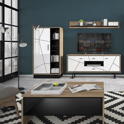 Elegant Laminated Board Bookcase with Door and Open Display Shelf