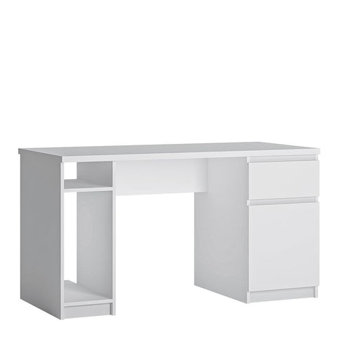 Modern Minimalist Pedestal Desk with Drawer and Storage