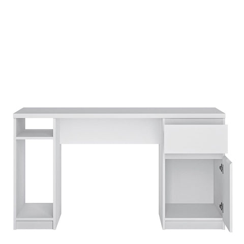 Modern Minimalist Pedestal Desk with Drawer and Storage