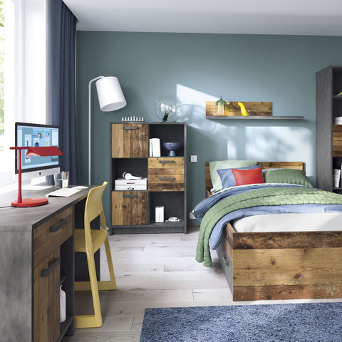 Eccentric Industrial Style Bookcase Doors and Multiple Shelves