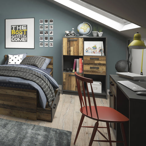Eccentric Industrial Style Bookcase Doors and Multiple Shelves