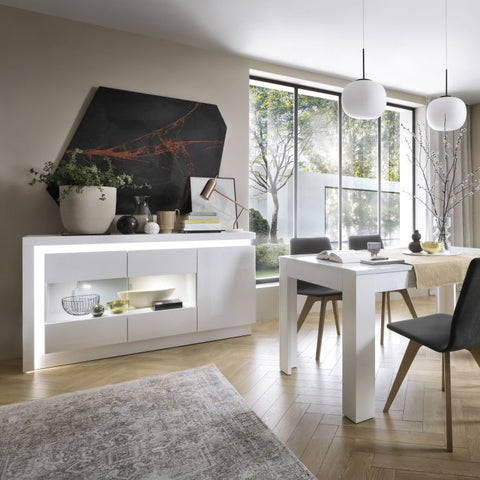 Multi-Use and Versatile Small Glossy Dining Table in White
