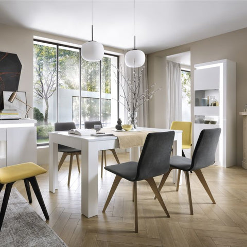 Multi-Use and Versatile Small Glossy Dining Table in White