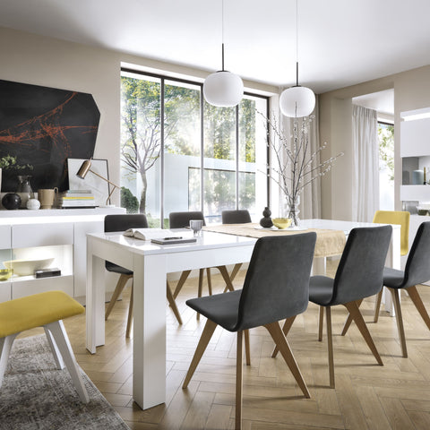 Multi-Use and Versatile Small Glossy Dining Table in White