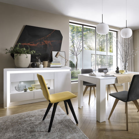 Multi-Use and Versatile Small Glossy Dining Table in White