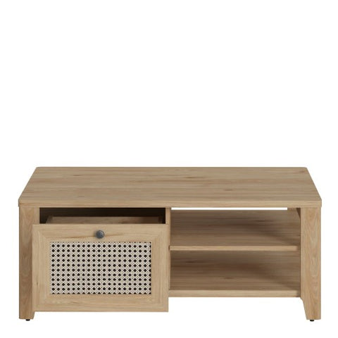 Fairfield Coffee Table with 1 Drawer in Birch Oak with Rattan Front