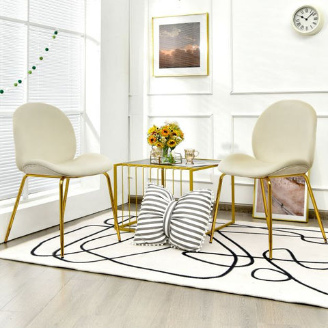 Glamorous Set of 2 Velvet Dining Chairs with Golden Legs