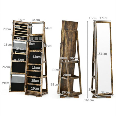 360 Degree Standing Jewellery Mirror with Storages
