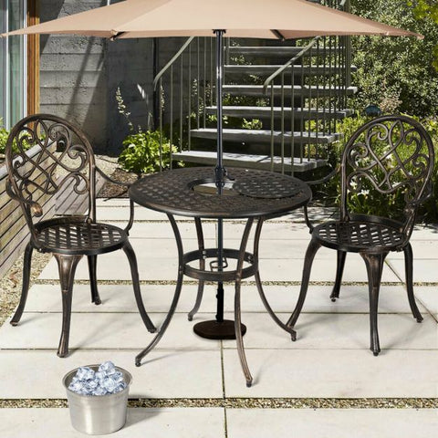 Garden Bistro Dining set with Aluminium and Removable Bucket in Antique Bronze