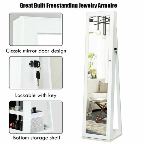 Original Standing Jewellery Mirror with Storages, Internal Mirror, Lock and Back Shelve