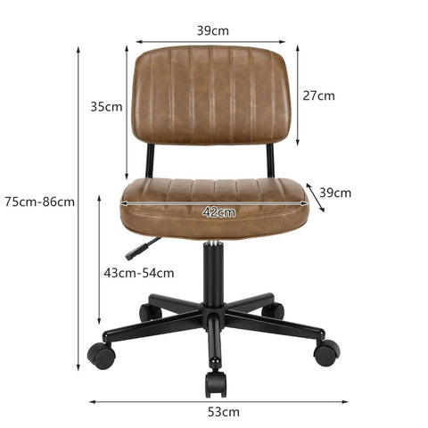 Adjustable Armless Chair with 360 Degree Rotating Seat Ergonomic Backrest