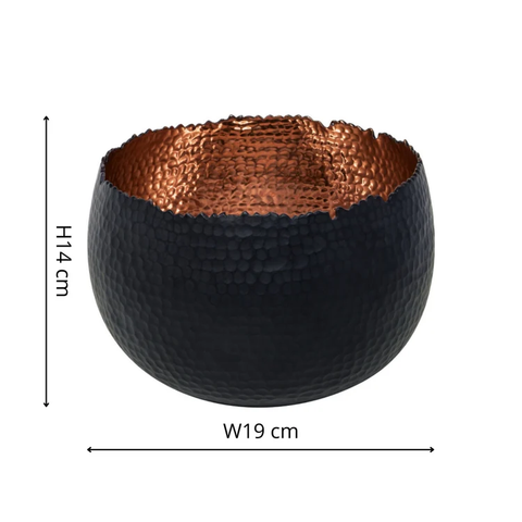 Industrial Hammered Bowl Indoor Planter in Black and Copper