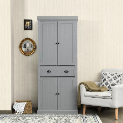 Multi-purpose Tall Kitchen Cabinet with Moveable Shelves and Sleek Doors