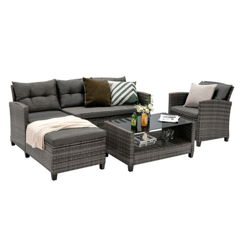 Vantage Outdoor Furniture Set with Multiple cushions in Grey