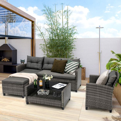 Vantage Outdoor Furniture Set with Multiple cushions in Grey