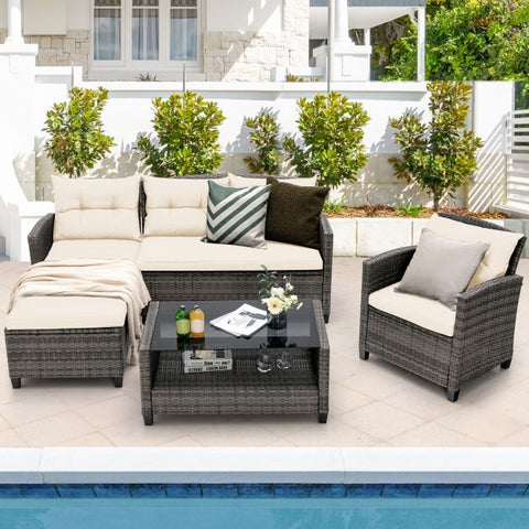 Vantage Outdoor Furniture Set with Multiple cushions in Grey