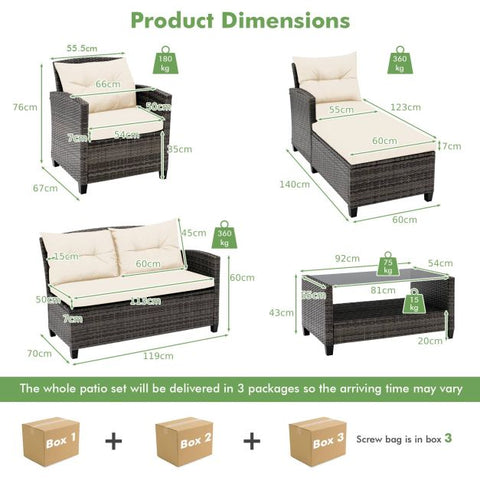 Vantage Outdoor Furniture Set with Multiple cushions in Grey