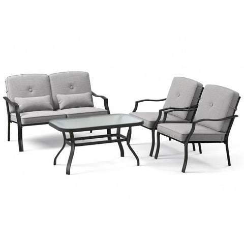 Garden Conversation Furniture Set with metal Frame and Coffee Table in Grey