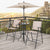 Garden Bar Furniture Set with Foldable Chairs and Umbrella in Beige