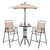 Garden Bar Furniture Set with Foldable Chairs and Umbrella in Beige