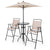 Garden Bar Furniture Set with Foldable Chairs and Umbrella in Beige