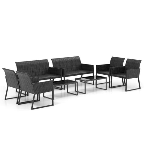 Outdoor Wicker Furniture Set with Loveseat and Quick Drying Foam in Brown