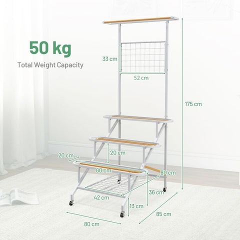 Hanging 4 Tier Multi-Purpose Plant Stand with Swivel Wheels