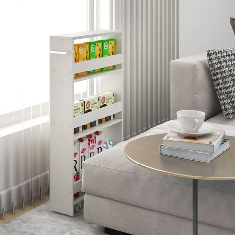 Ultra-Slim Storage Cart with 4 Open Shelf Tiers and Slide out Feature