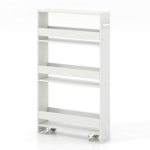 Ultra-Slim Storage Cart with 4 Open Shelf Tiers and Slide out Feature