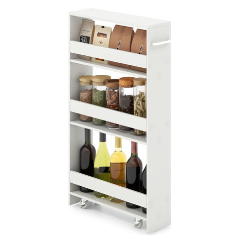 Ultra-Slim Storage Cart with 4 Open Shelf Tiers and Slide out Feature