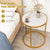 Simple Round Side Table with Golden Metal Frame