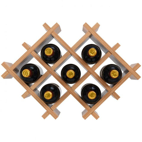 Floating Wall Mounted Wine Rack with Four Separate Shelves, 2 with Glass Storage-Natural